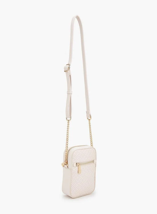 Flora Bella By Shoexpress Flora Bella Monogram Print Crossbody Bag With Zip Closure